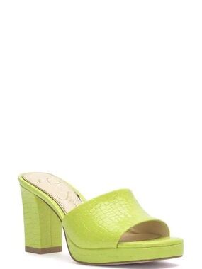 Jessica Simpson Lime Green Croc-Texture Platform Slide Heel